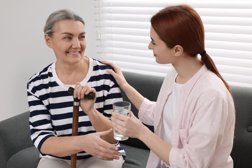 A compassionate team member providing care